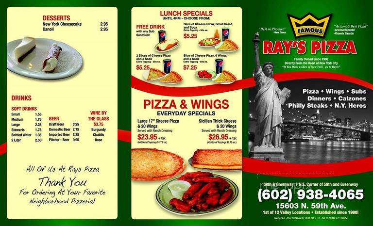 Ray's Pizza - Glendale, AZ menu_pic