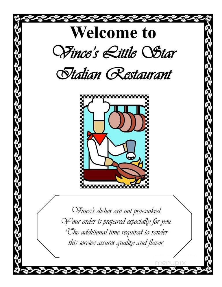 Vince's Little Star Italian - Cornville, AZ menu_pic