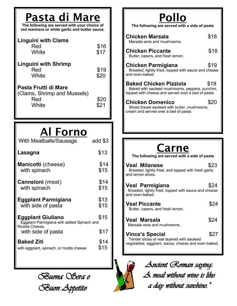 Vince's Little Star Italian - Cornville, AZ menu_pic