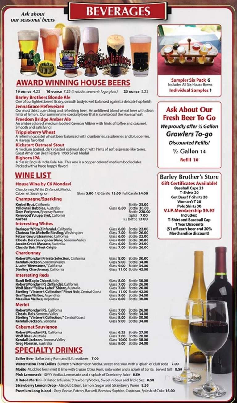 Barley Brothers Brewery - Lake Havasu City, AZ menu_pic