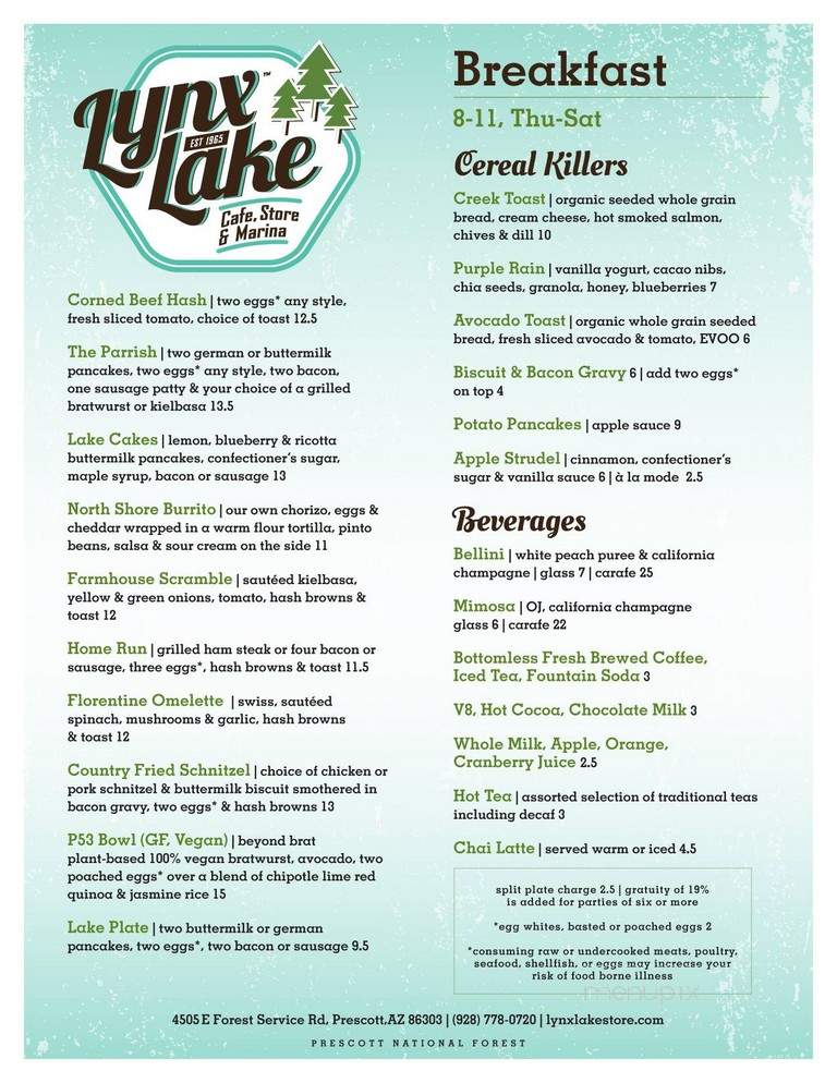 Lynx Lake Cafe - Prescott, AZ menu_pic