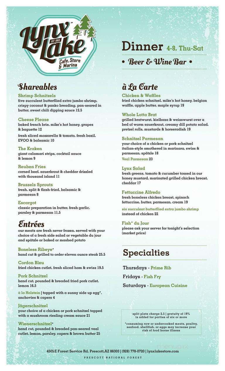 Lynx Lake Cafe - Prescott, AZ menu_pic