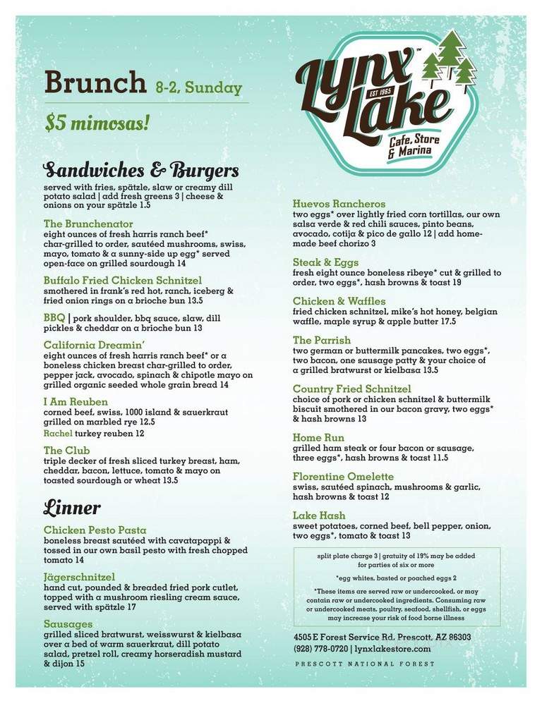 Lynx Lake Cafe - Prescott, AZ menu_pic