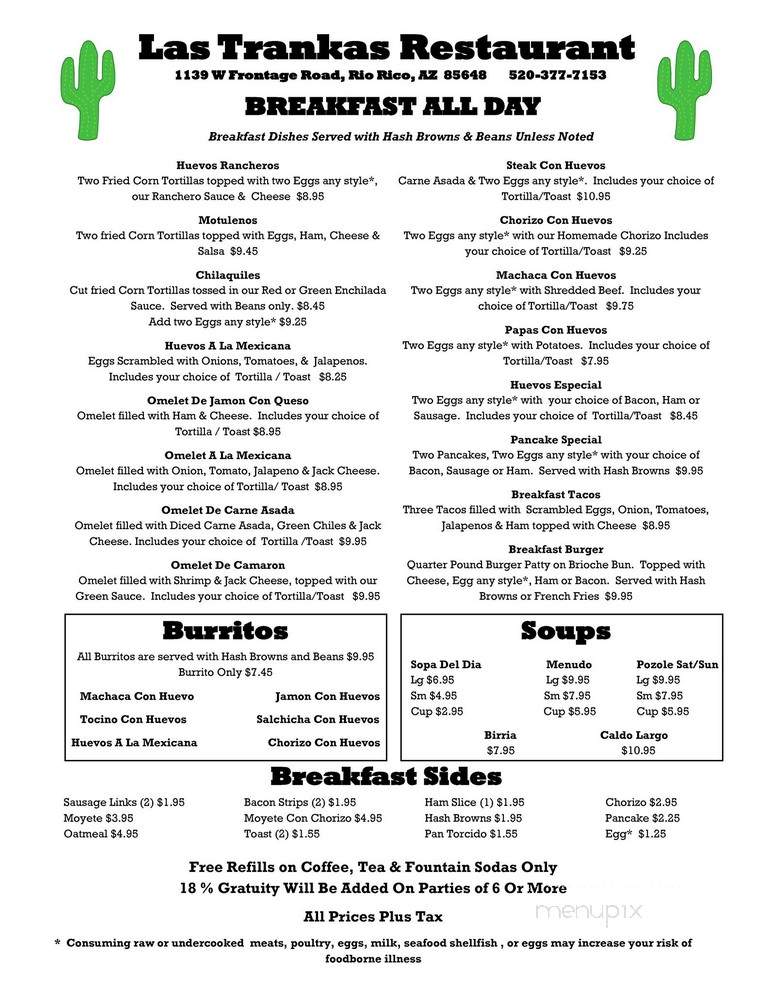 Las Trankas Mexican Restaurant - Rio Rico, AZ menu_pic