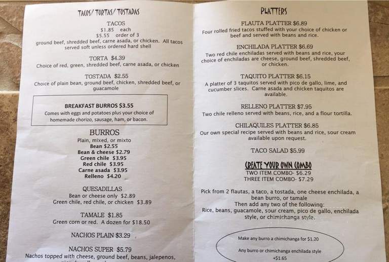 Mechys Mexican Food - Safford, AZ menu_pic
