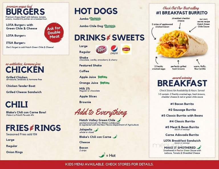 Blake's Lotaburger - Window Rock, AZ menu_pic