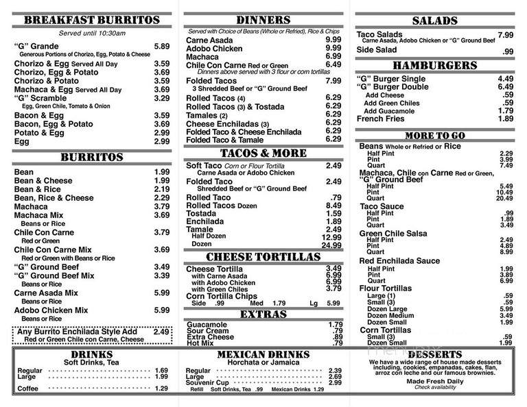 Mr G - Yuma, AZ menu_pic