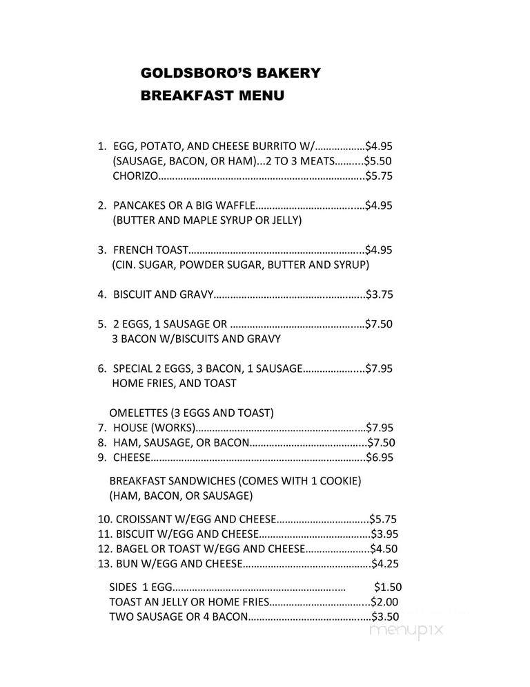 Goldsboro Bakery - Yuma, AZ menu_pic