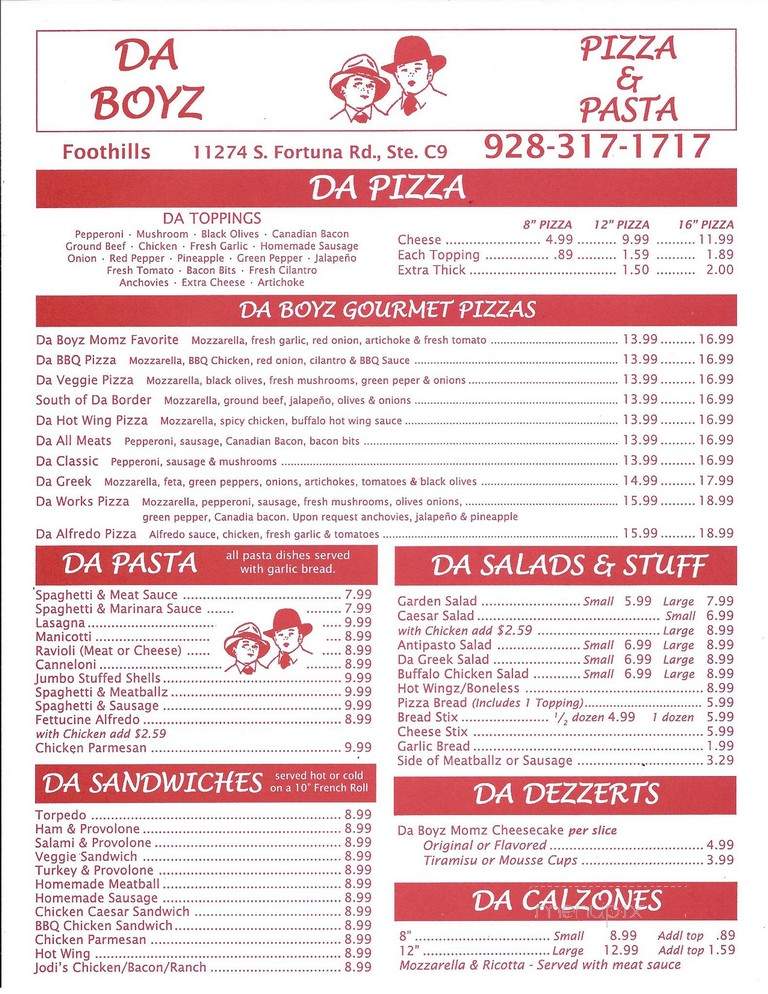 Da Boyz Pizza & Pasta - Yuma, AZ menu_pic
