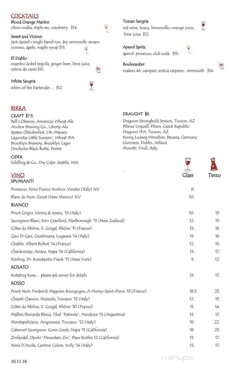 Primo - Tucson, AZ menu_pic