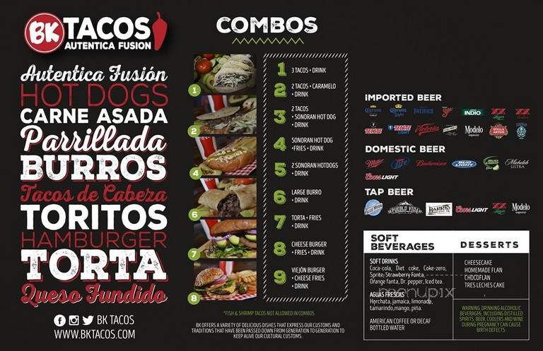 B K Carne Asada & Hot Dogs - Tucson, AZ menu_pic