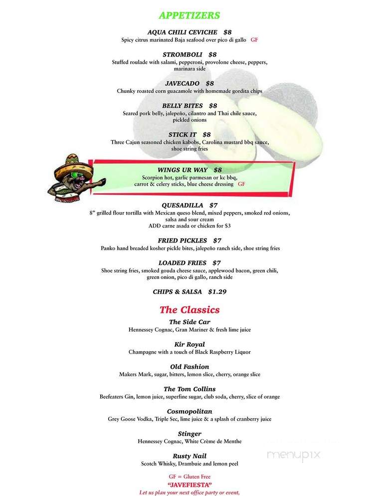 Javelina Cantina - Tucson, AZ menu_pic
