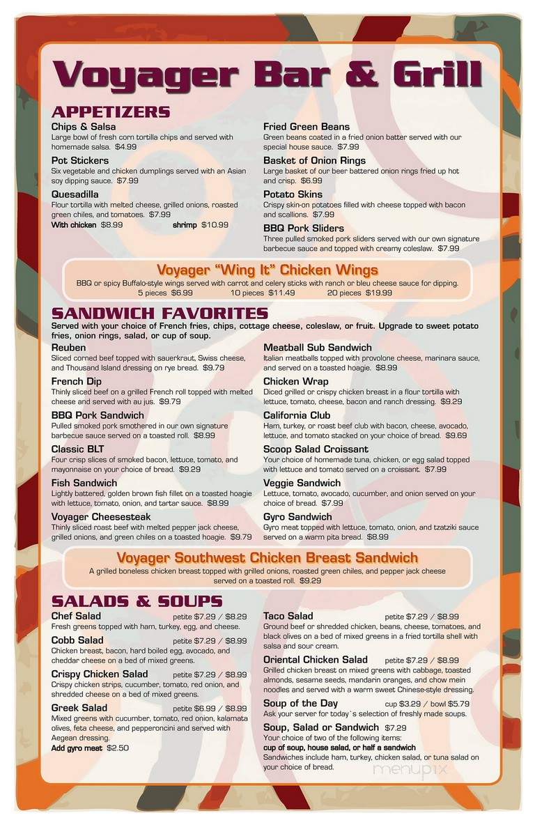 Voyager Restaurant - Tucson, AZ menu_pic