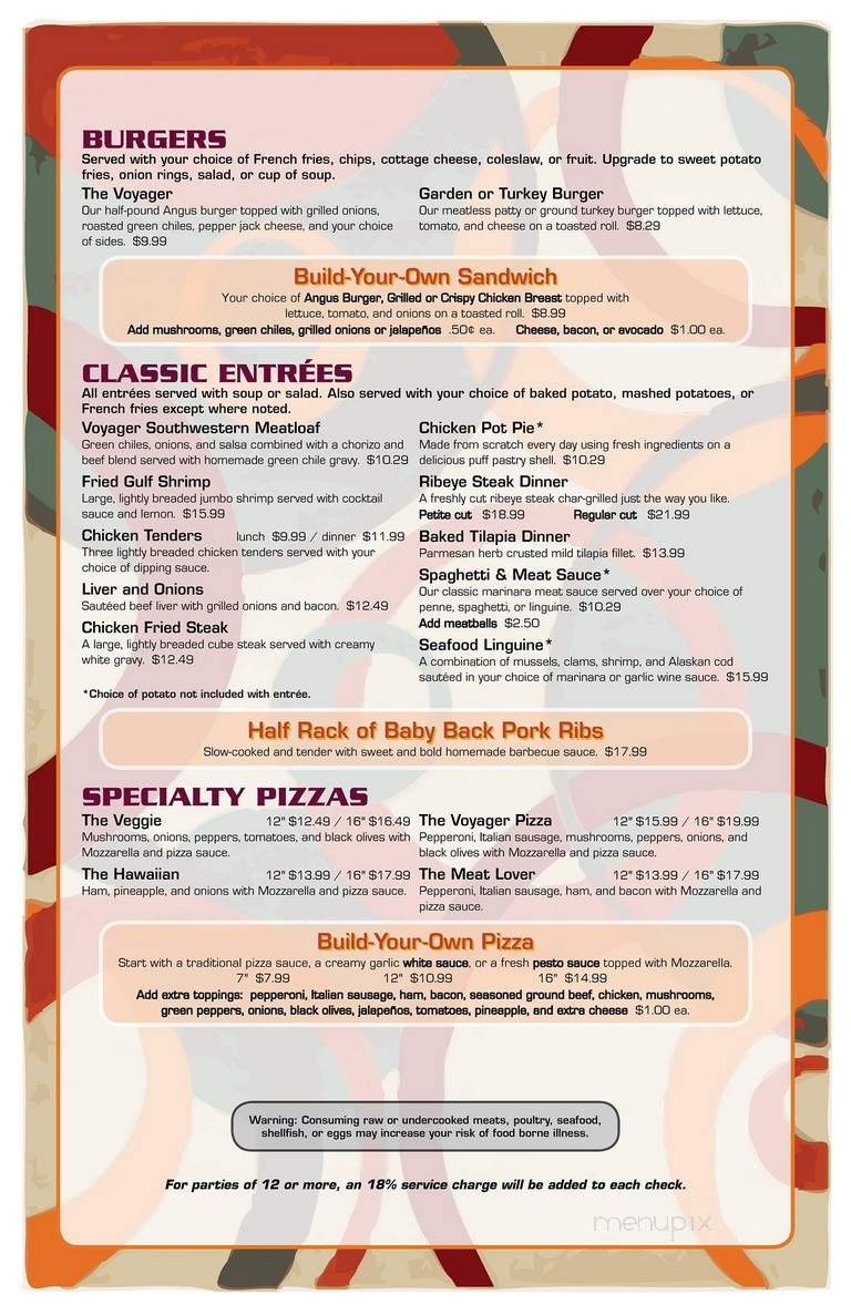 Voyager Restaurant - Tucson, AZ menu_pic