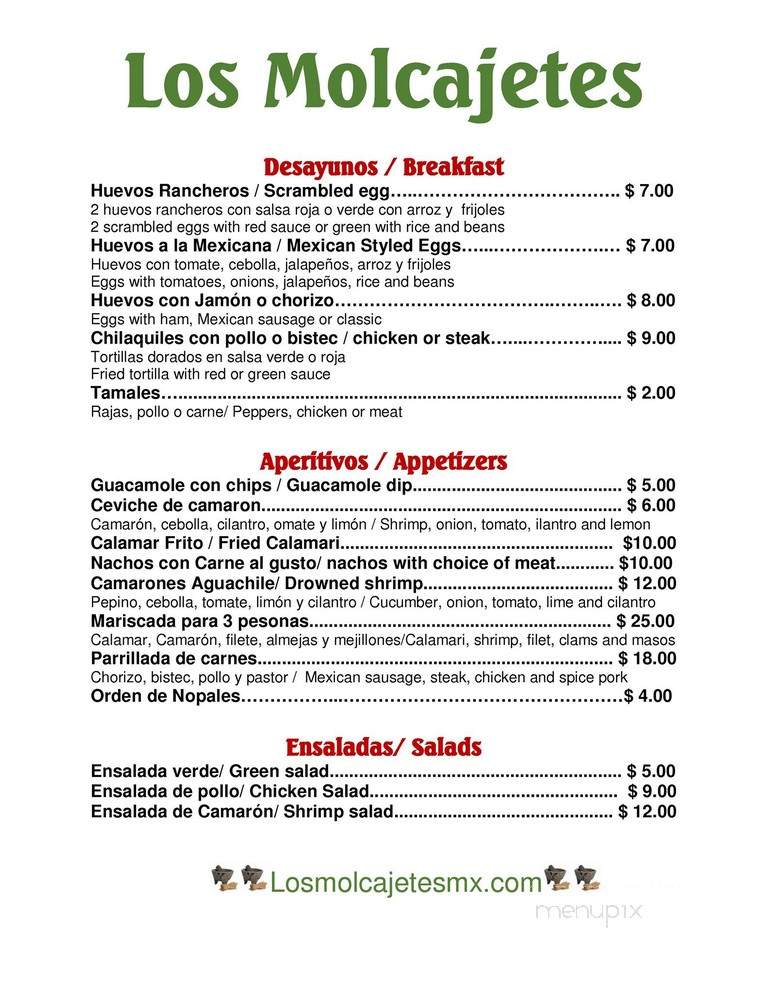 Los Molcajetes Mexican Restaurant - Indianapolis, IN menu_pic