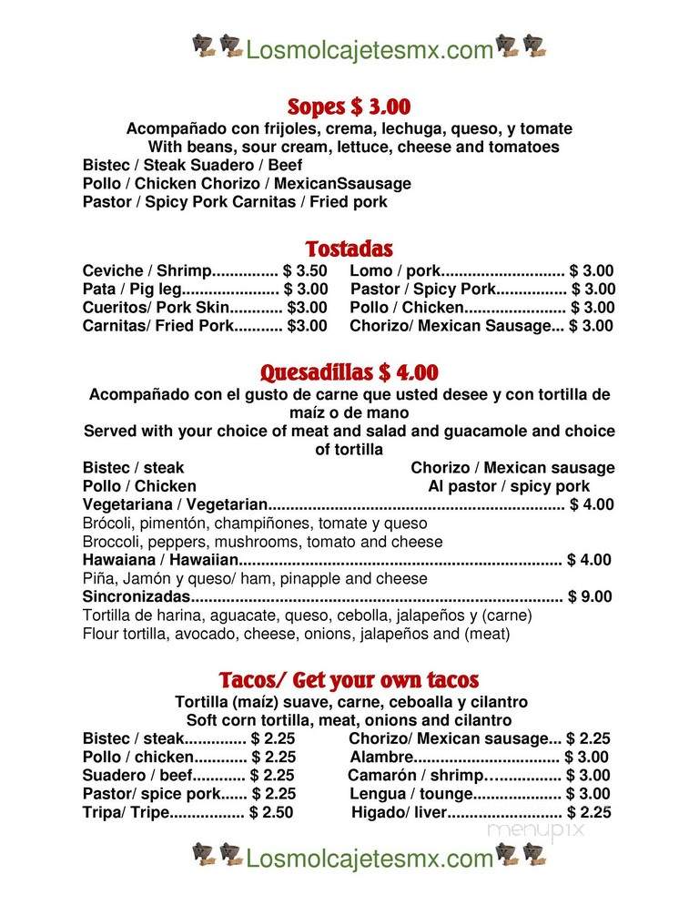 Los Molcajetes Mexican Restaurant - Indianapolis, IN menu_pic