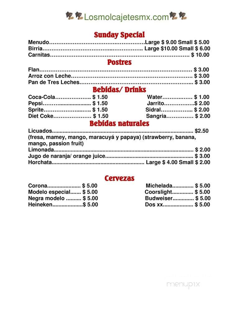 Los Molcajetes Mexican Restaurant - Indianapolis, IN menu_pic