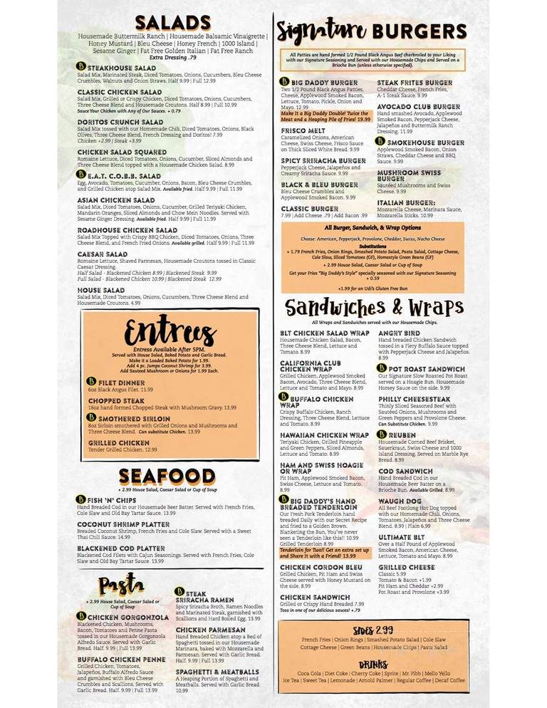 Big Daddy's Bar & Grill - Indianapolis, IN menu_pic