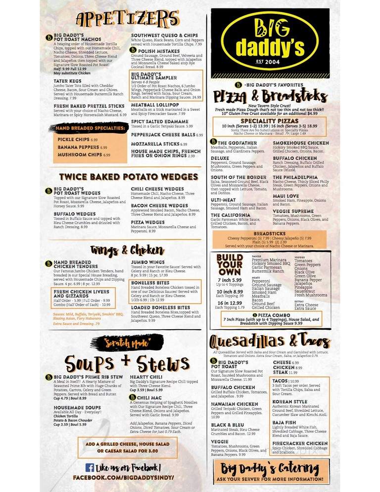 Big Daddy's Bar & Grill - Indianapolis, IN menu_pic