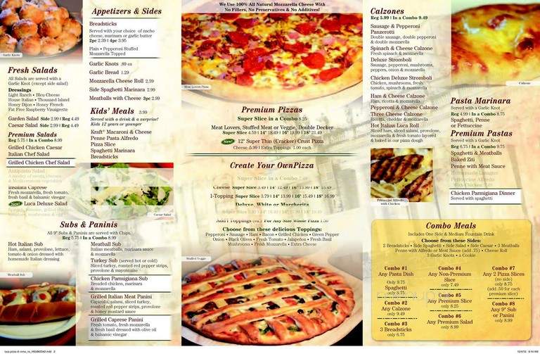 Luca Pizza - Indianapolis, IN menu_pic