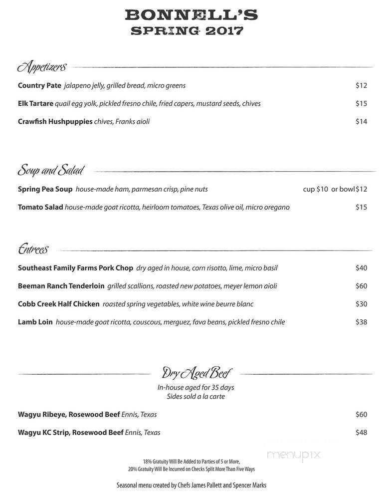 Bonnell's - Fort Worth, TX menu_pic