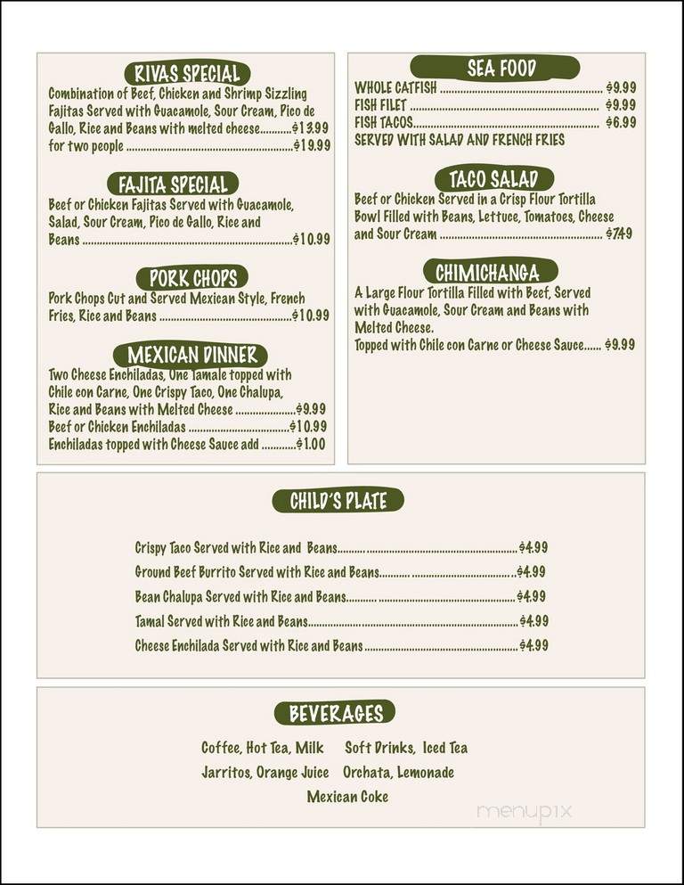 Rivas Mexican Restaurant - River Oaks, TX menu_pic