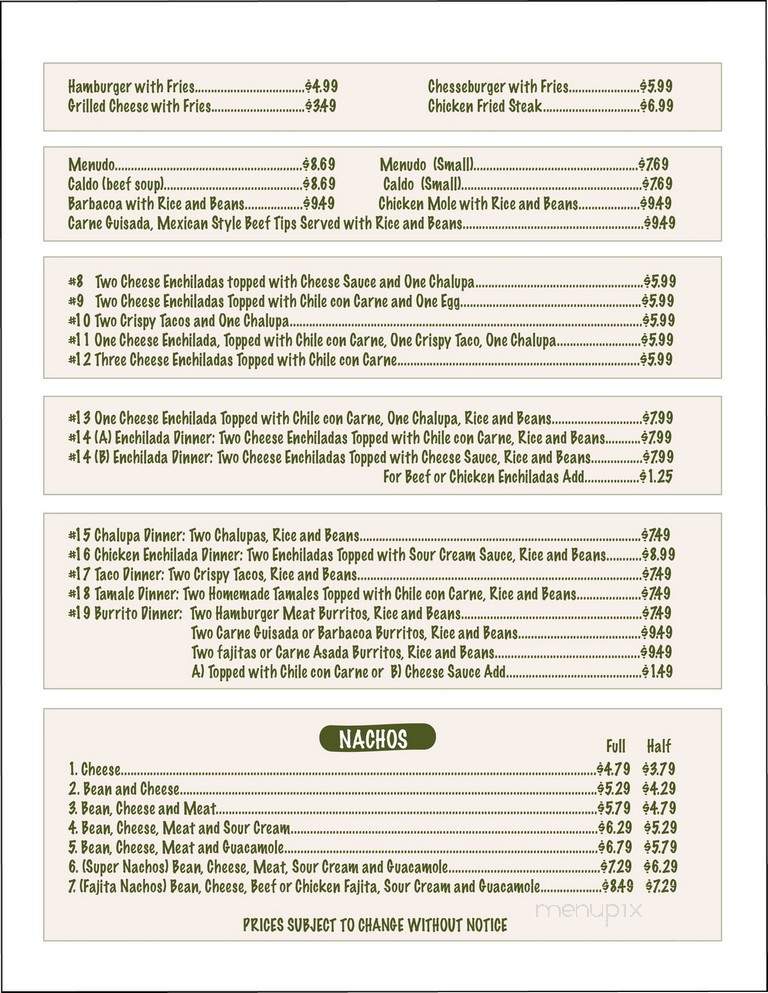 Rivas Mexican Restaurant - River Oaks, TX menu_pic