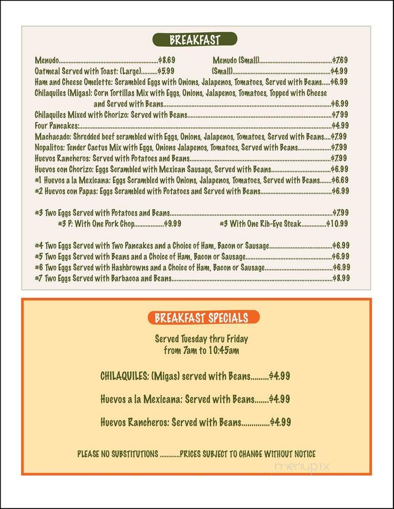 Rivas Mexican Restaurant - River Oaks, TX menu_pic