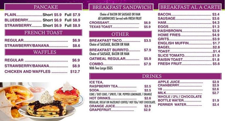Purple Onion Restaurant - Dallas, TX menu_pic