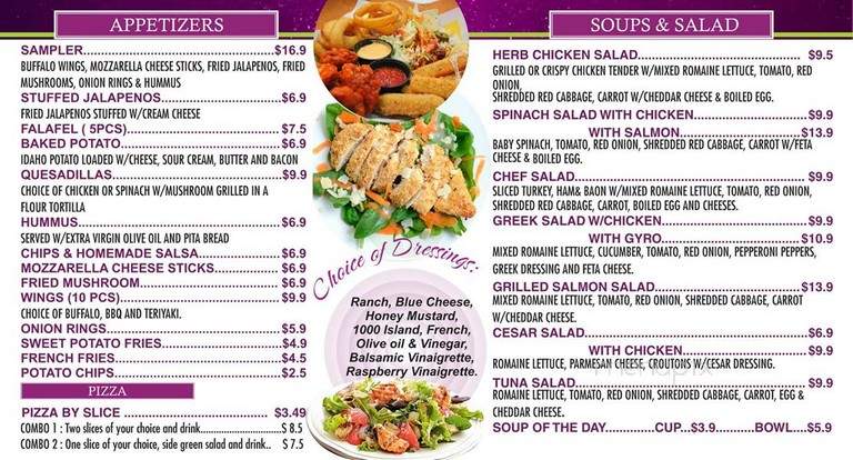 Purple Onion Restaurant - Dallas, TX menu_pic