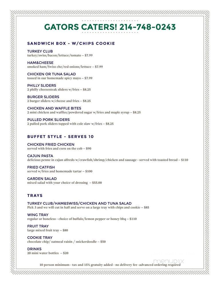 Gator's - Dallas, TX menu_pic