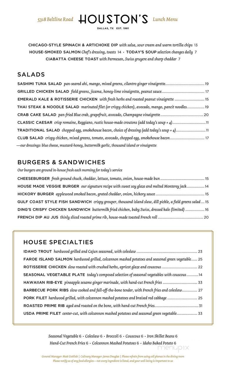 Houston's Restaurant - Dallas, TX menu_pic