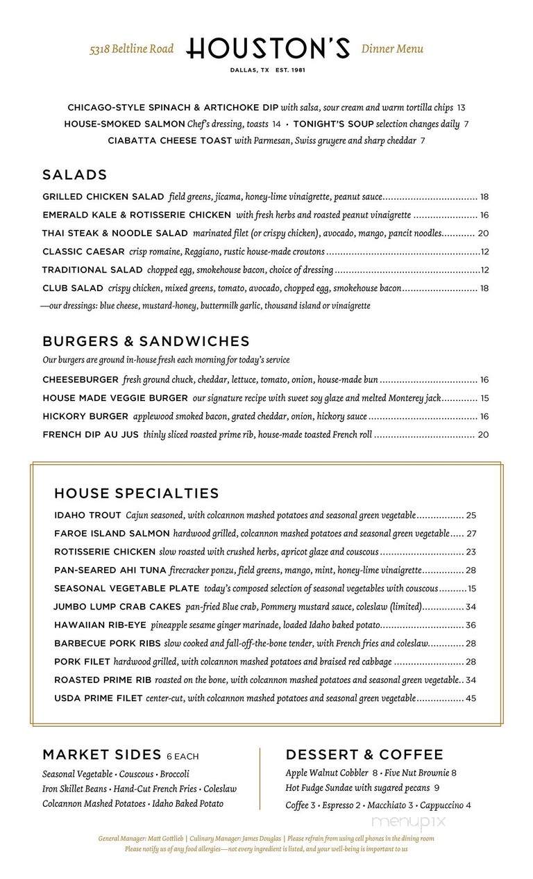 Houston's Restaurant - Dallas, TX menu_pic