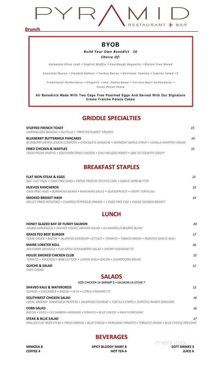 Pyramid Restaurant - Dallas, TX menu_pic