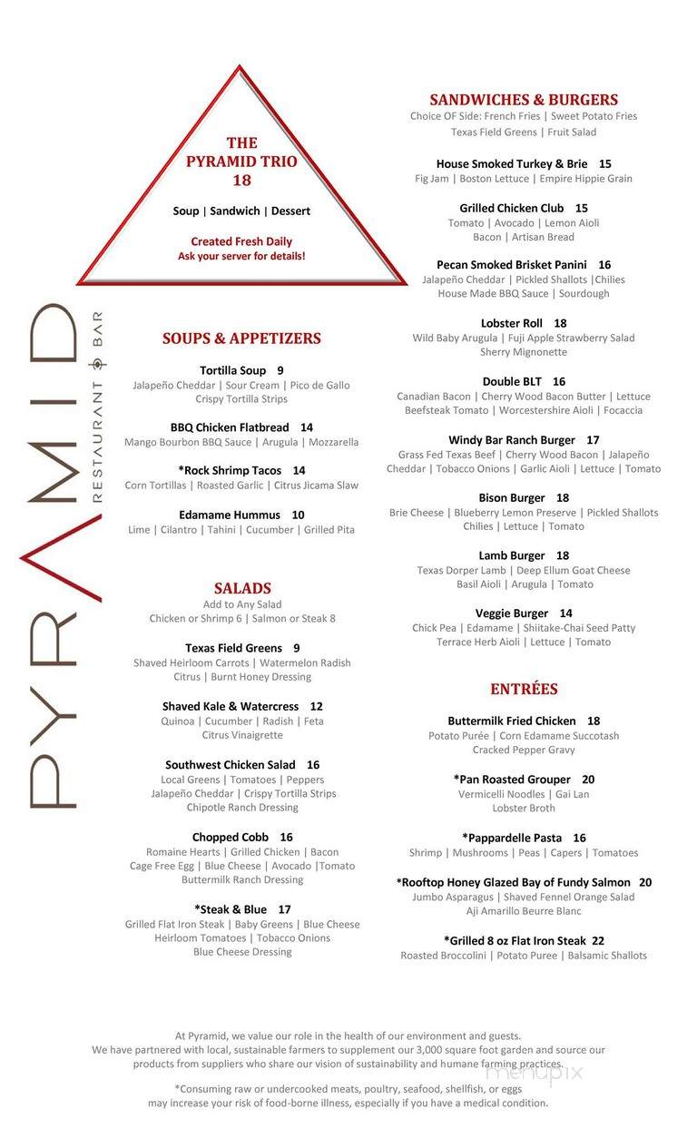Pyramid Restaurant - Dallas, TX menu_pic
