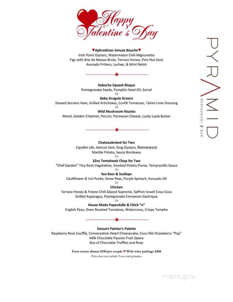 Pyramid Restaurant - Dallas, TX menu_pic