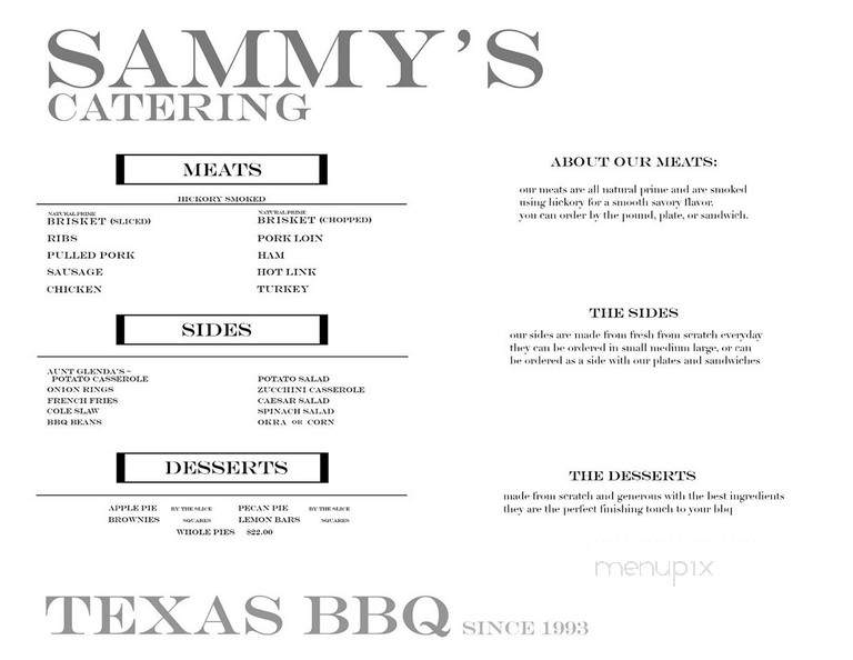 Sammy's Barbecue - Dallas, TX menu_pic