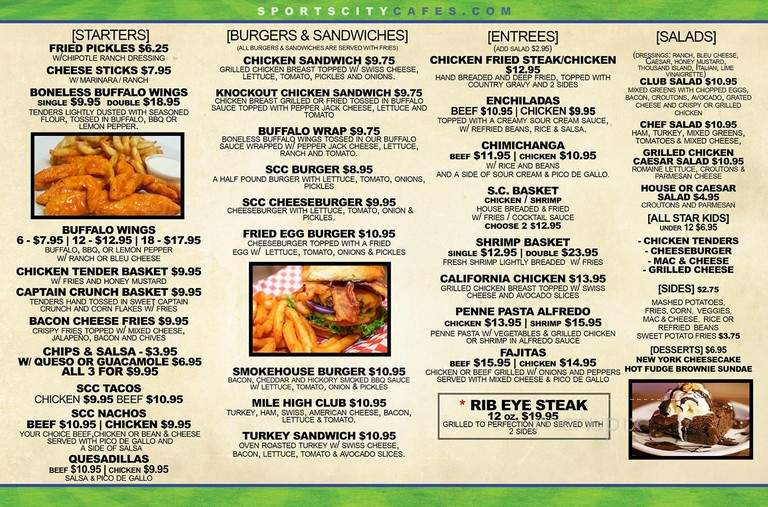 Sport City Cafe - Dallas, TX menu_pic