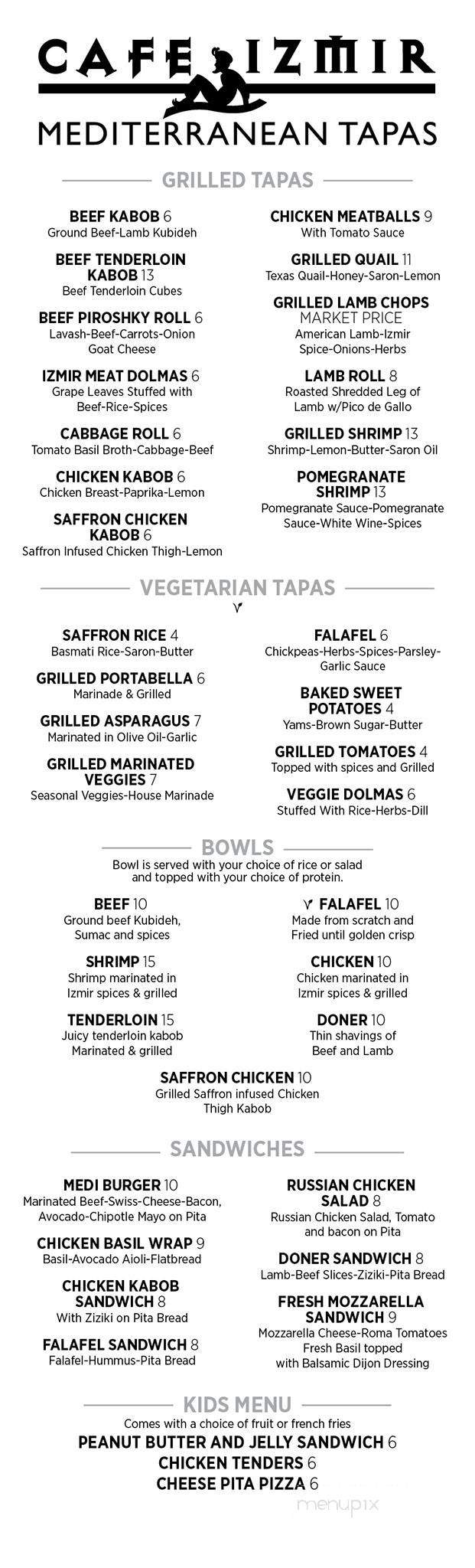 Cafe Izmir - Dallas, TX menu_pic