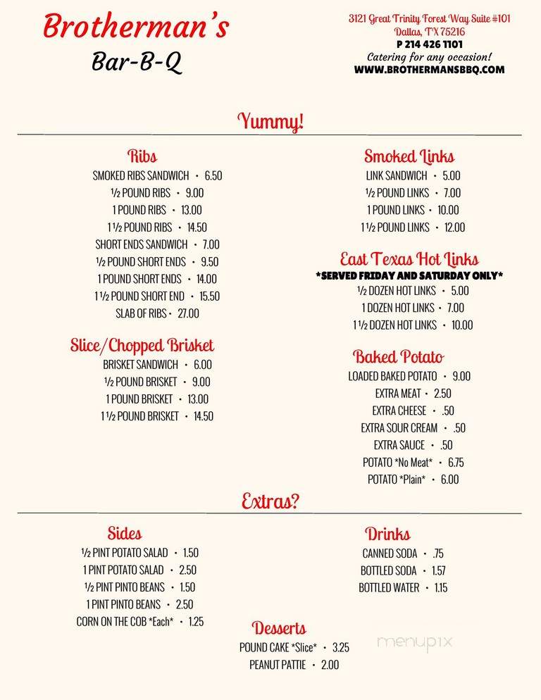 Brother Mans Barbecue - Dallas, TX menu_pic