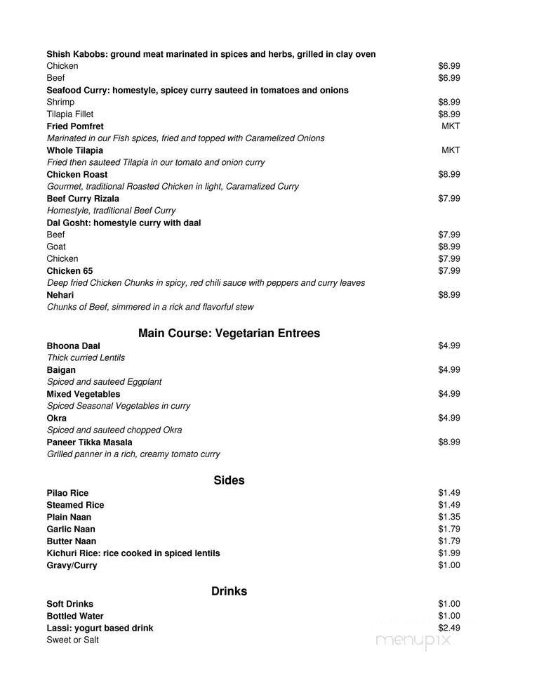 Chameli Restaurant - Richardson, TX menu_pic