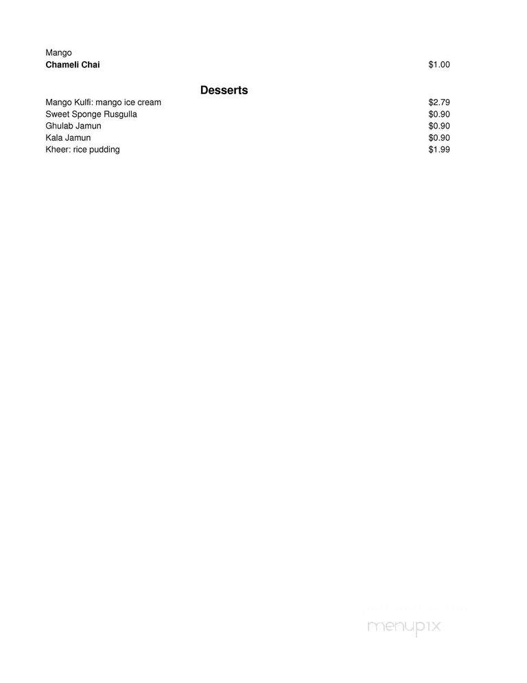 Chameli Restaurant - Richardson, TX menu_pic