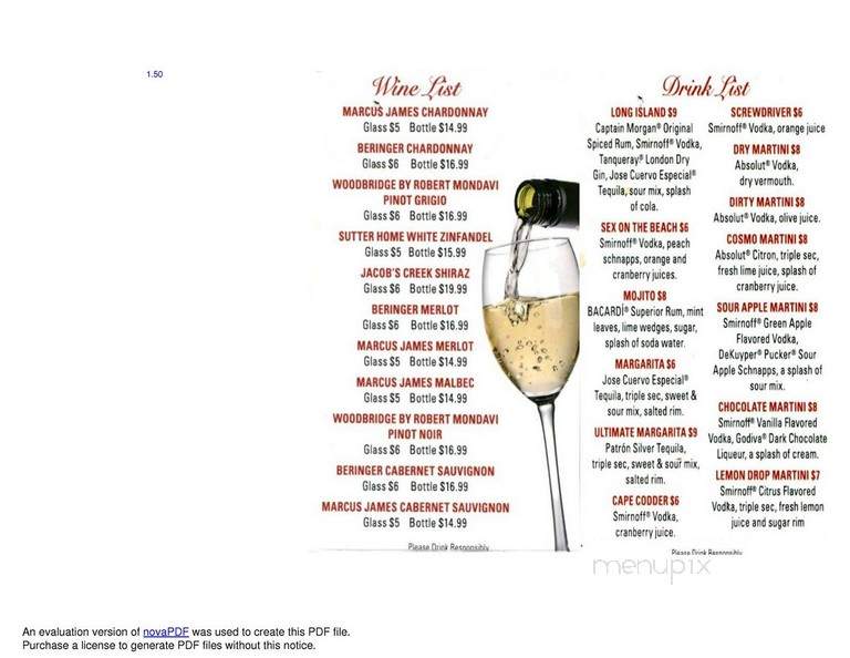 Alex Place - Port Richey, FL menu_pic