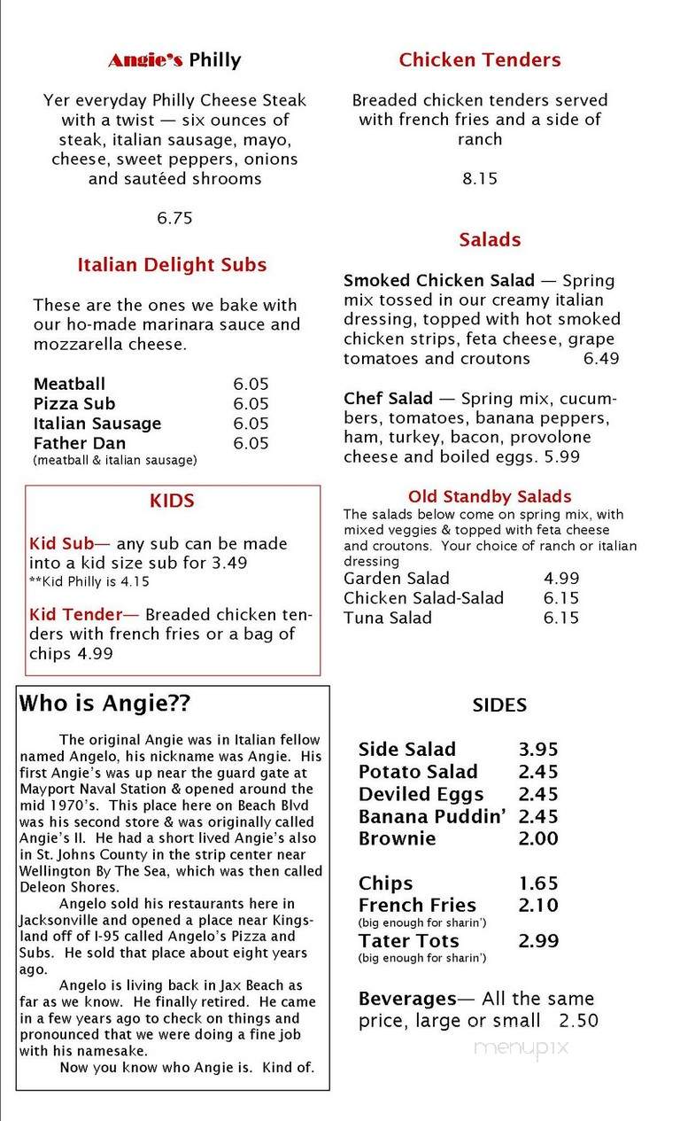 Angie's Subs At Jax Beach - Jacksonville Beach, FL menu_pic