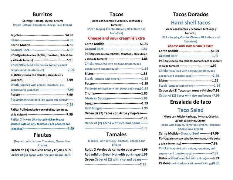 Antojitos - Moore Haven, FL menu_pic