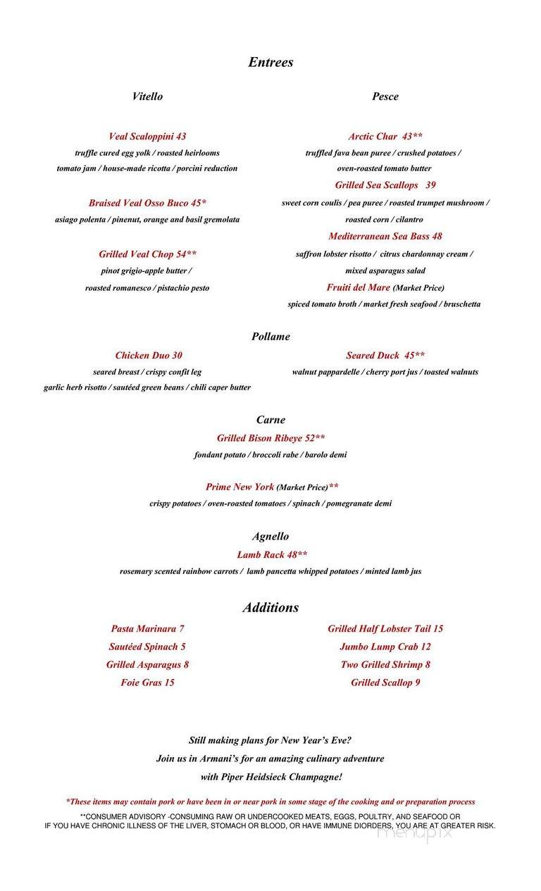 Armani's - Tampa, FL menu_pic