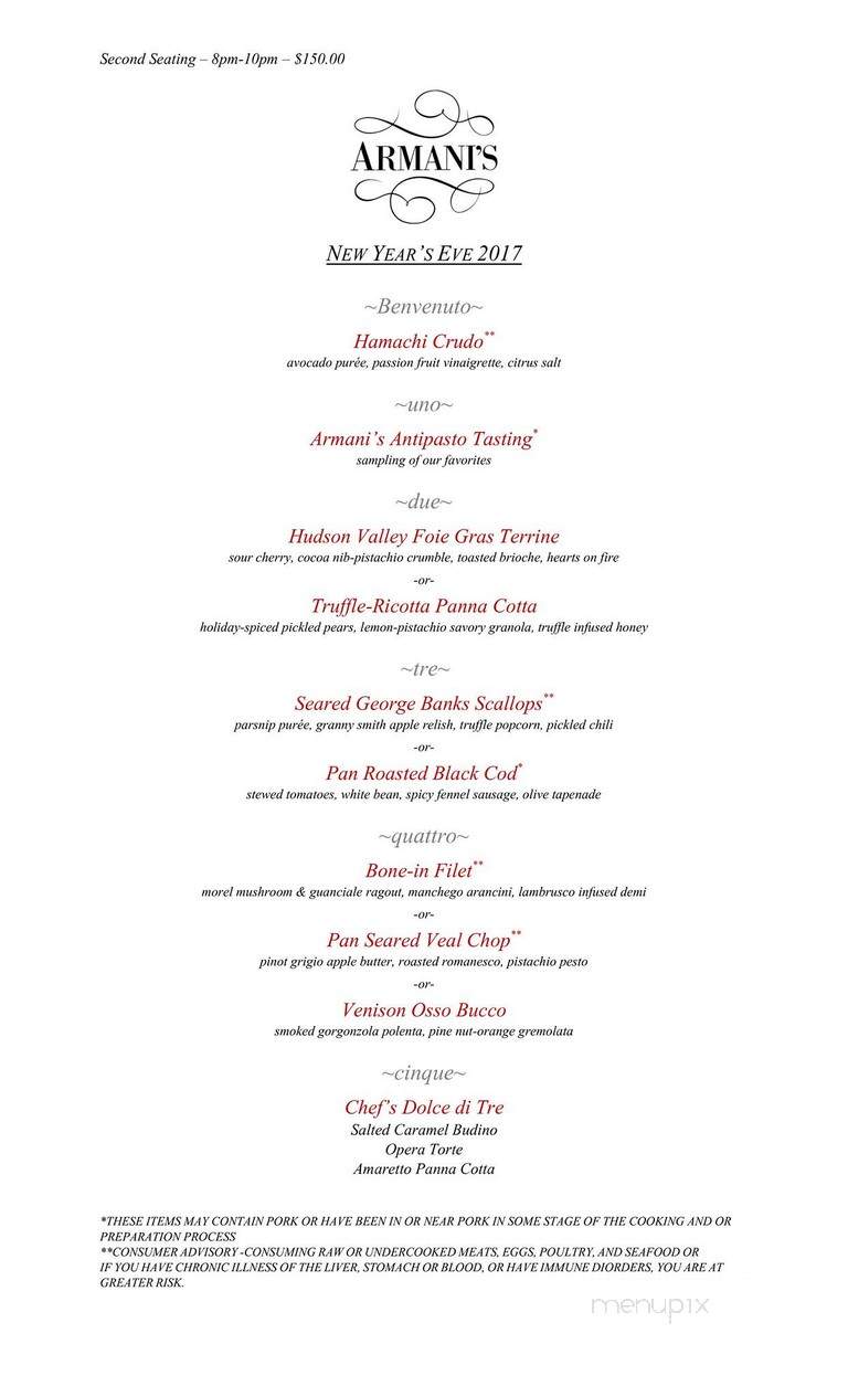 Armani's - Tampa, FL menu_pic