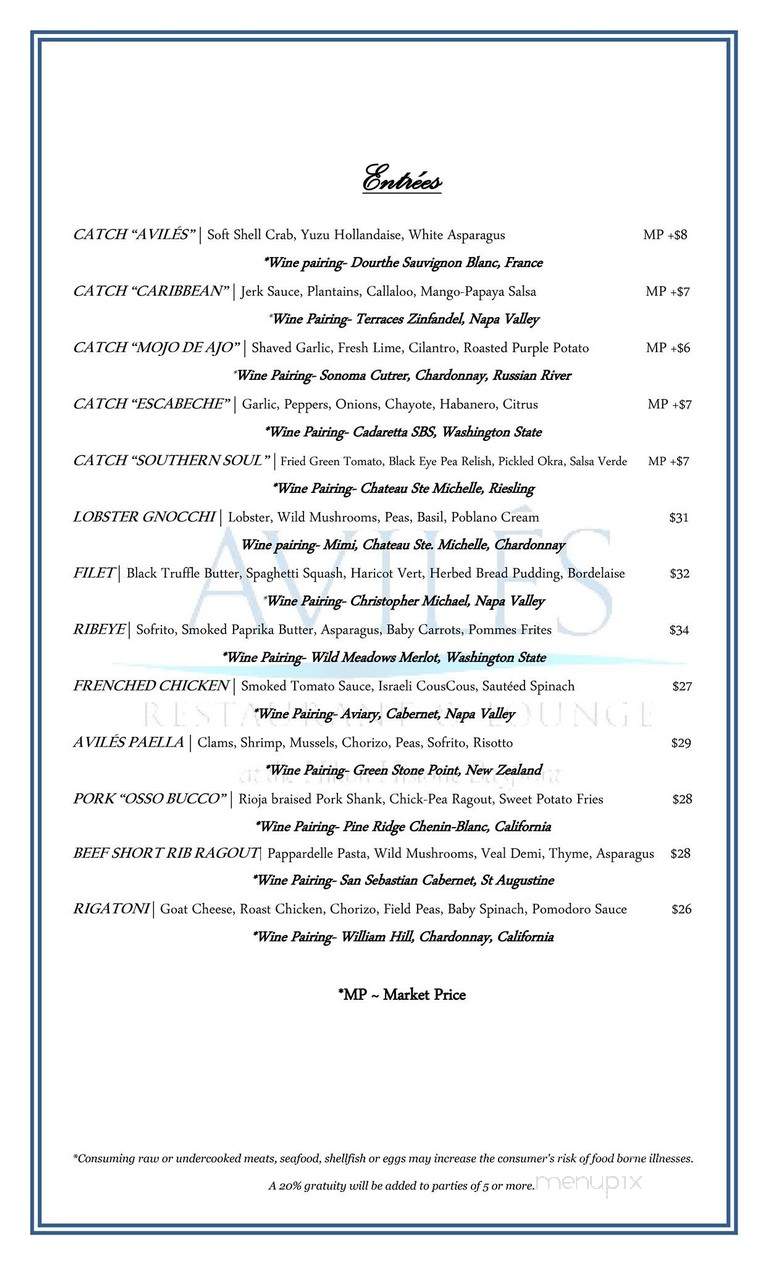 Aviles Restaurant - St Augustine, FL menu_pic
