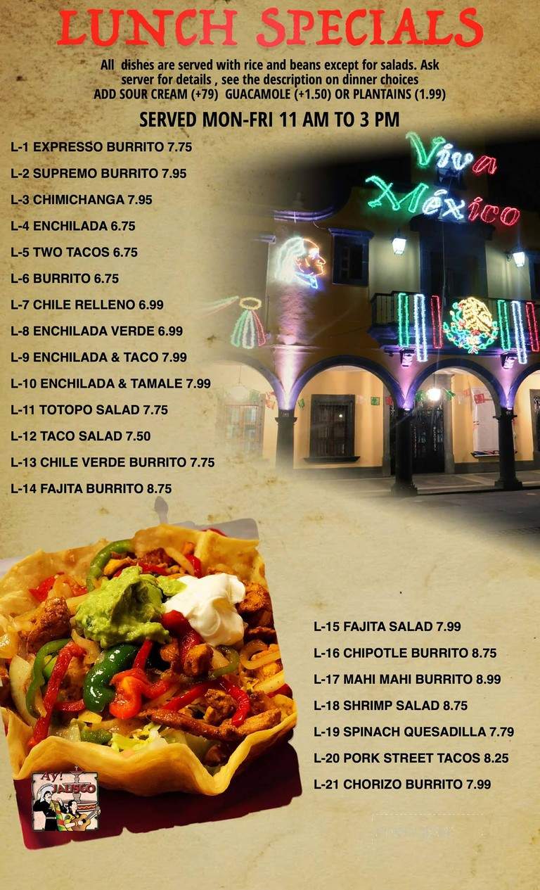 Ay Jalisco 5 - Clermont, FL menu_pic