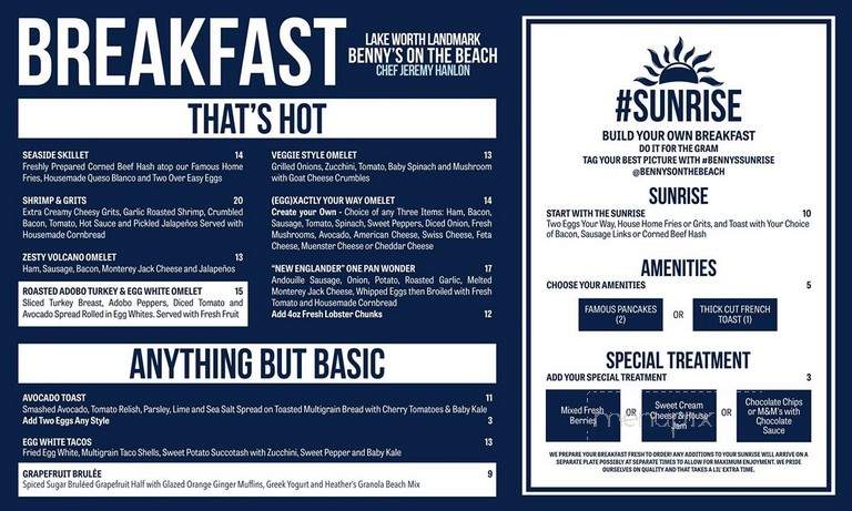 Benny's On The Beach - Lake Worth, FL menu_pic